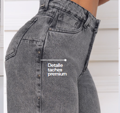 Jean Indigo Rígido Wide Leg Gris Taches premium unidades limitadas Ref 2137