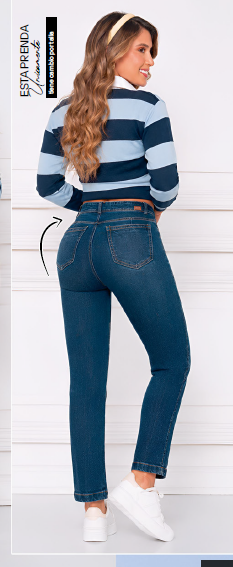 Jean Indigo Licrado Mom Fit unidades limitadas Ref 2139