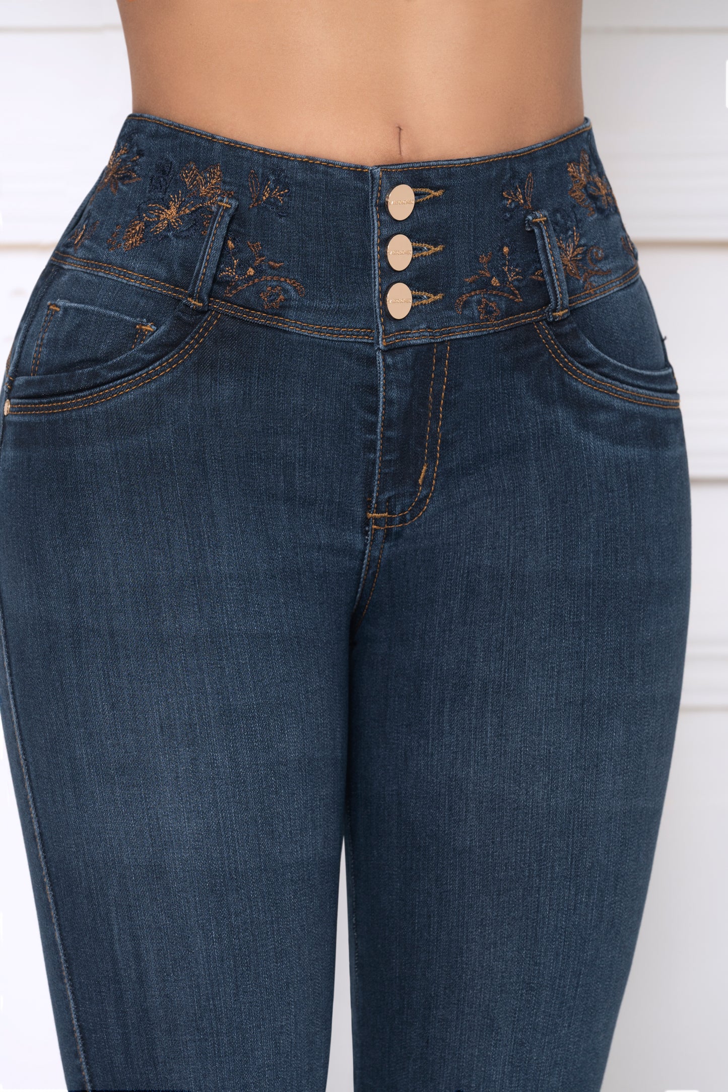 Jean Push Up Indigo Licrado Bota Campana Ref 2153