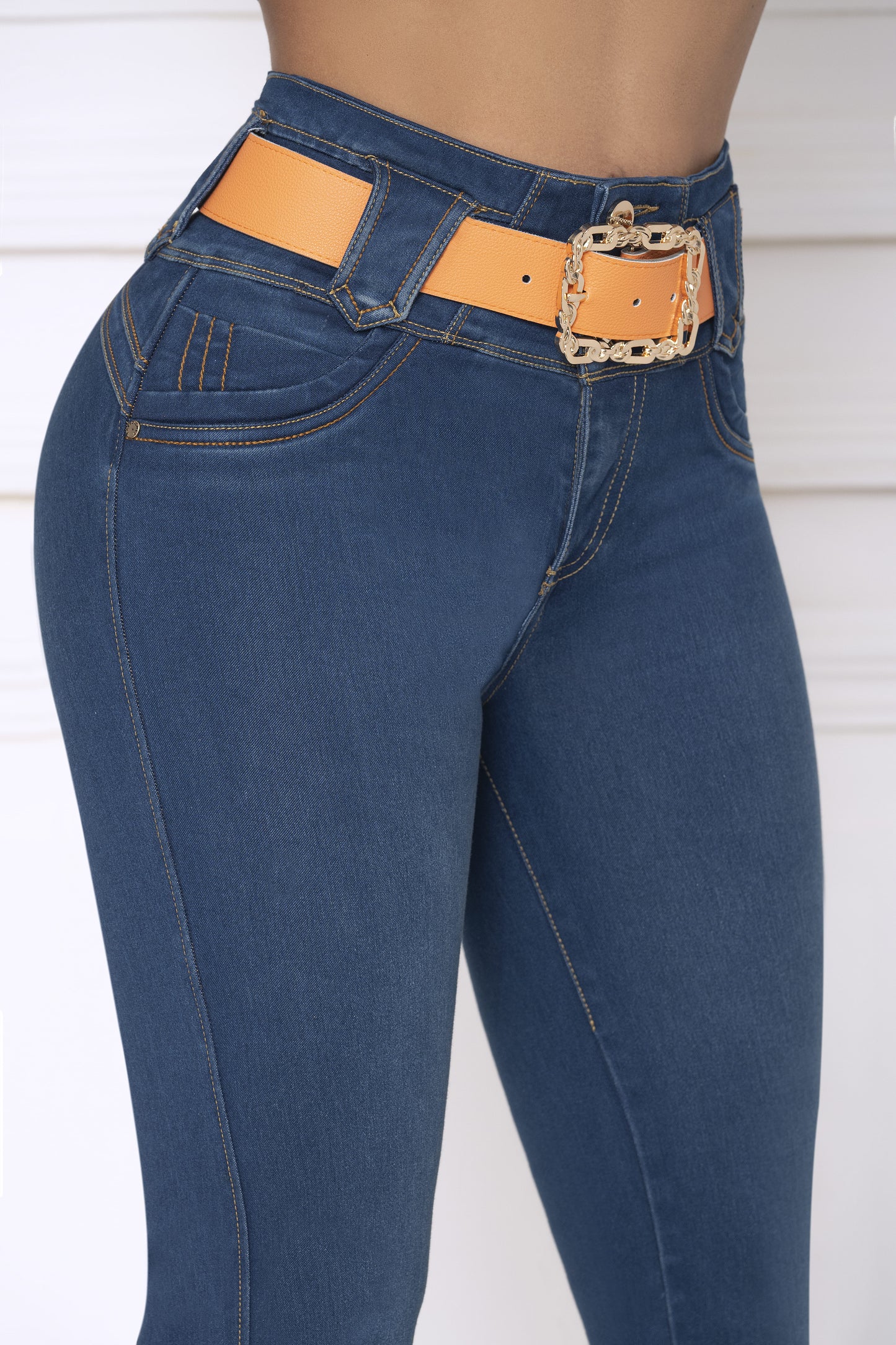 Jean Push Up Piel Durazno Bota Recta Ref 2173