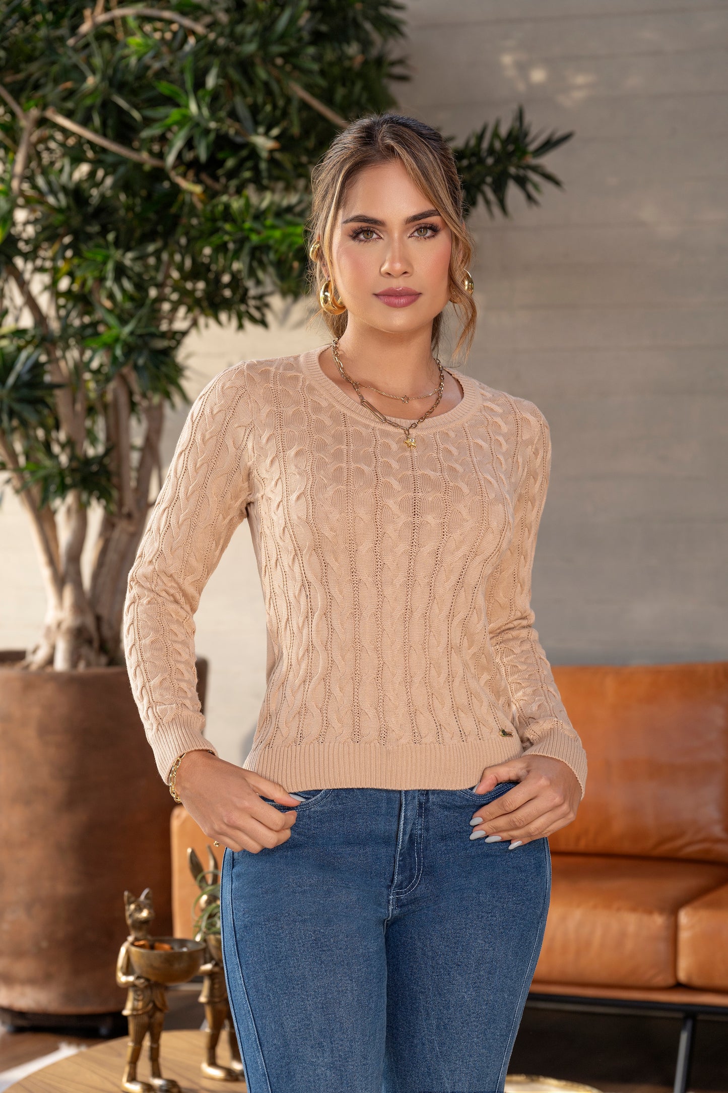 Sweater Tejido Cotton Avellana Ref B-684