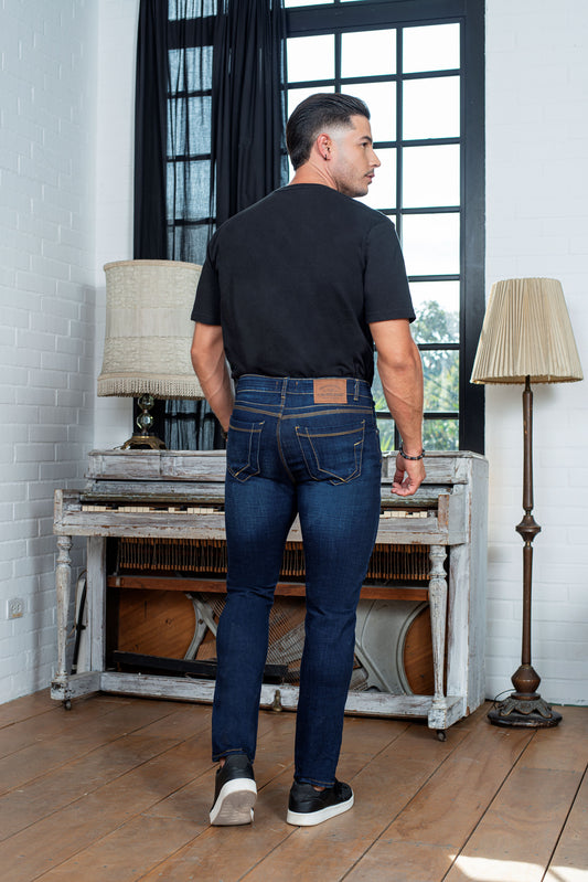 Pantalon Hombre indigo licrado azul Ref 1840