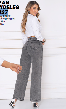 Jean  Indigo Rígido Wide Leg Gris Taches premium unidades limitadas Ref 2137