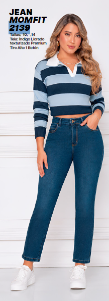 Jean  Indigo Licrado Mom Fit unidades limitadas Ref 2139