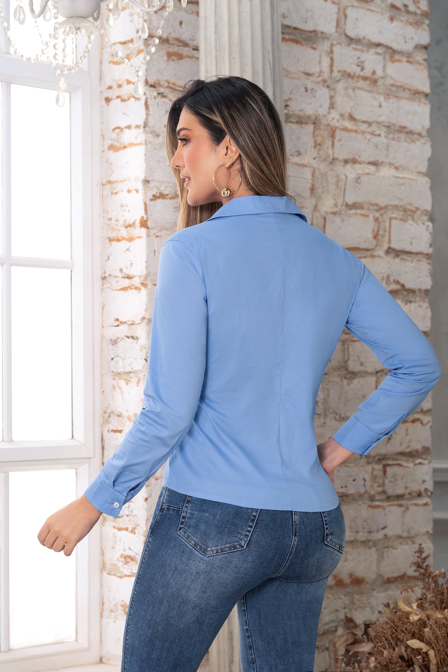 Camisera azul bordada Ref A-696