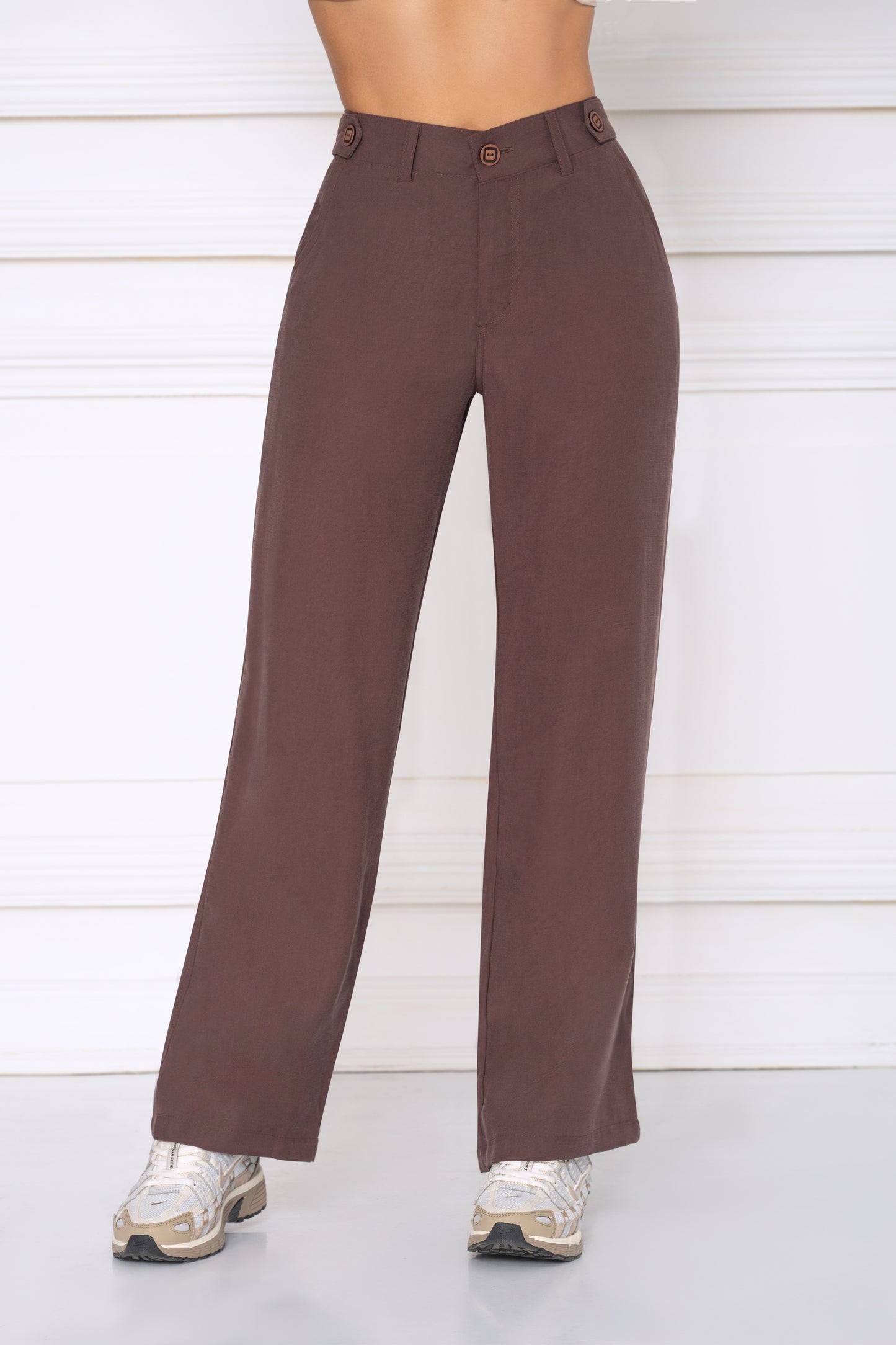 Pantalón Tejido Plano Twill Café Ref L-763