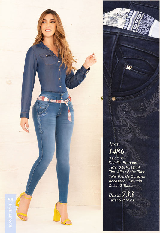 Jeans de cintura alta para mujer (color : B, talla : 32)